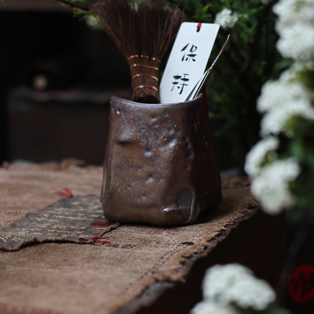 【柿间浅憩】沉腐老陶泥柴烧*花器