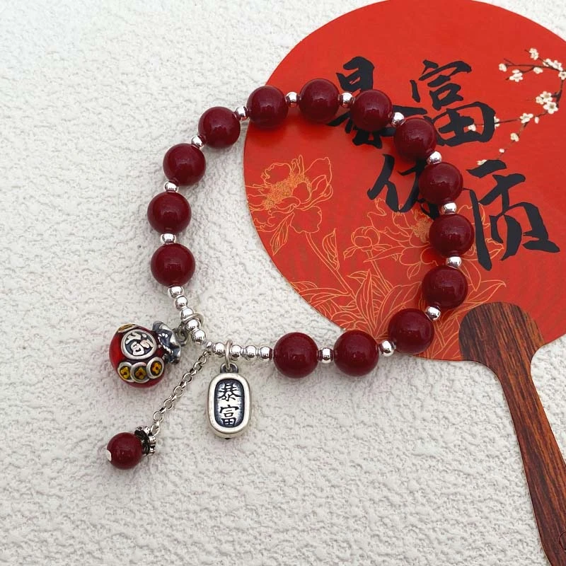 足银手链 原创足银999朱辰纱高含量福袋手串弹力绳本命年手串B170