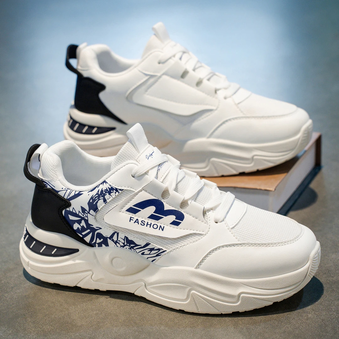 夏季男鞋新款透气网面运动鞋男士潮流百搭小白鞋厚底休M939