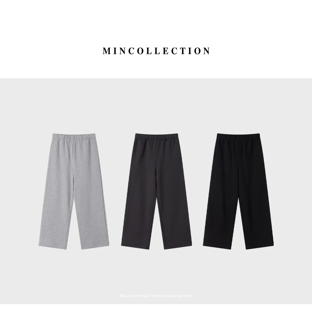 DE Mincollection九分直筒卫裤/ 舒适松紧腰简约直筒休闲裤52475