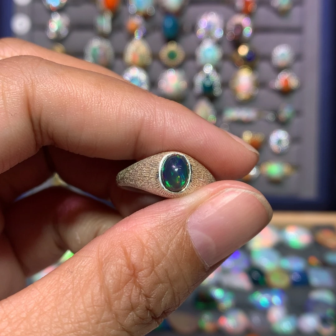 欧泊裸石定制不退不换银S925镶嵌贪****间