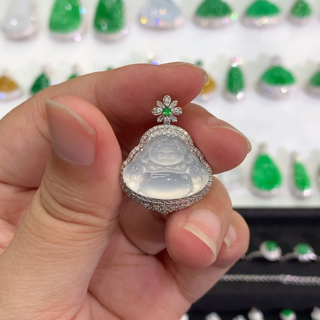 翡翠18K金镶嵌吊坠(不含链)吊坠