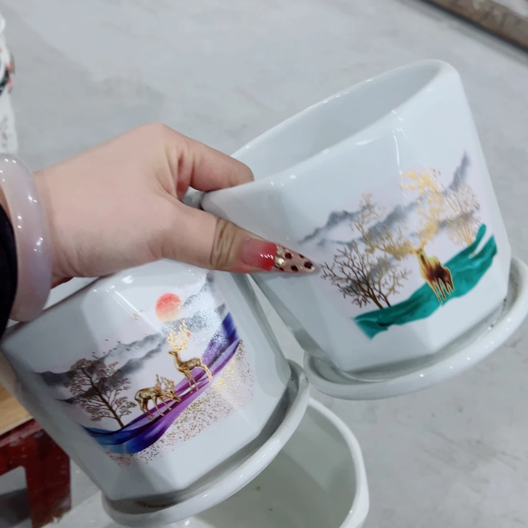 有孔，陶瓷花盆满10米包邮发货