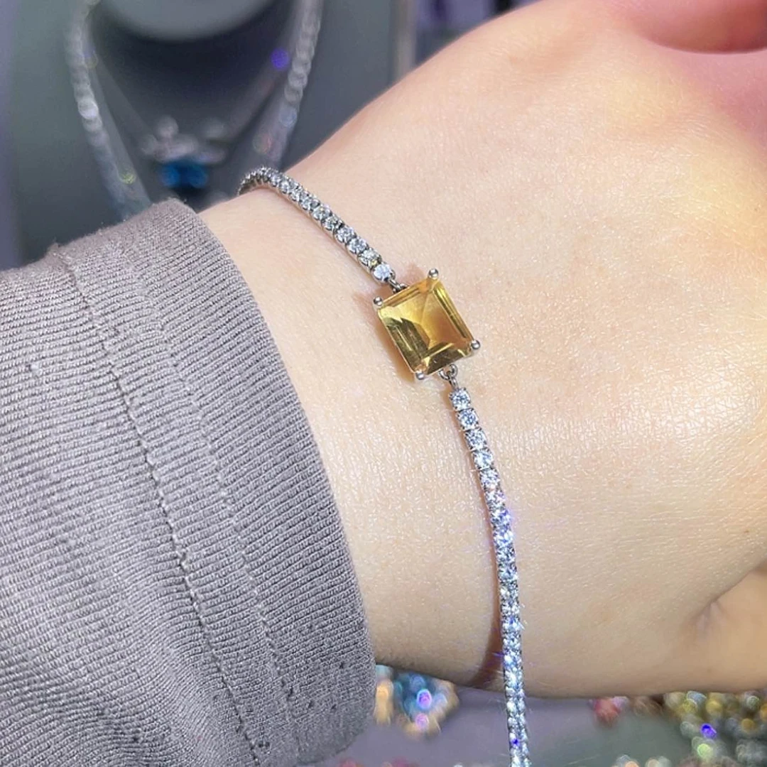 【闪购商品】黄晶手链银S925镶嵌手链
