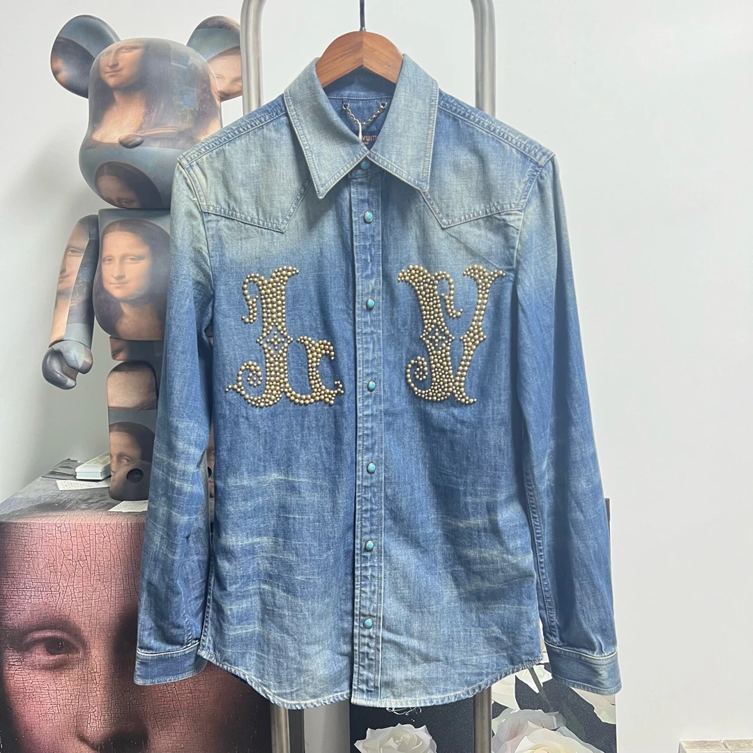 99新 LouisVuitton/路易威登 菲董牛仔衬衫O1720 XS 衣长78胸围47