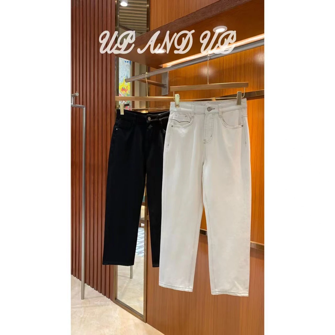 ‘万向弹’牛仔裤弹力大高腰纯色直筒宽松显瘦百搭休闲时尚显腿直