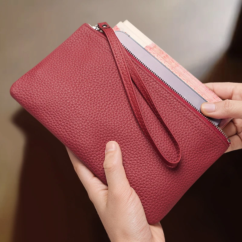 钱包2025新款真皮大容量现金收纳袋钱夹女式大钞存放零钱包