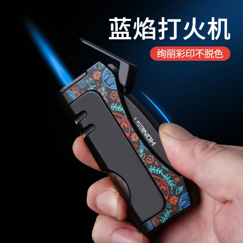 新款潮流高档充气打火机防风直冲蓝焰创意个性便携式送男友礼物潮