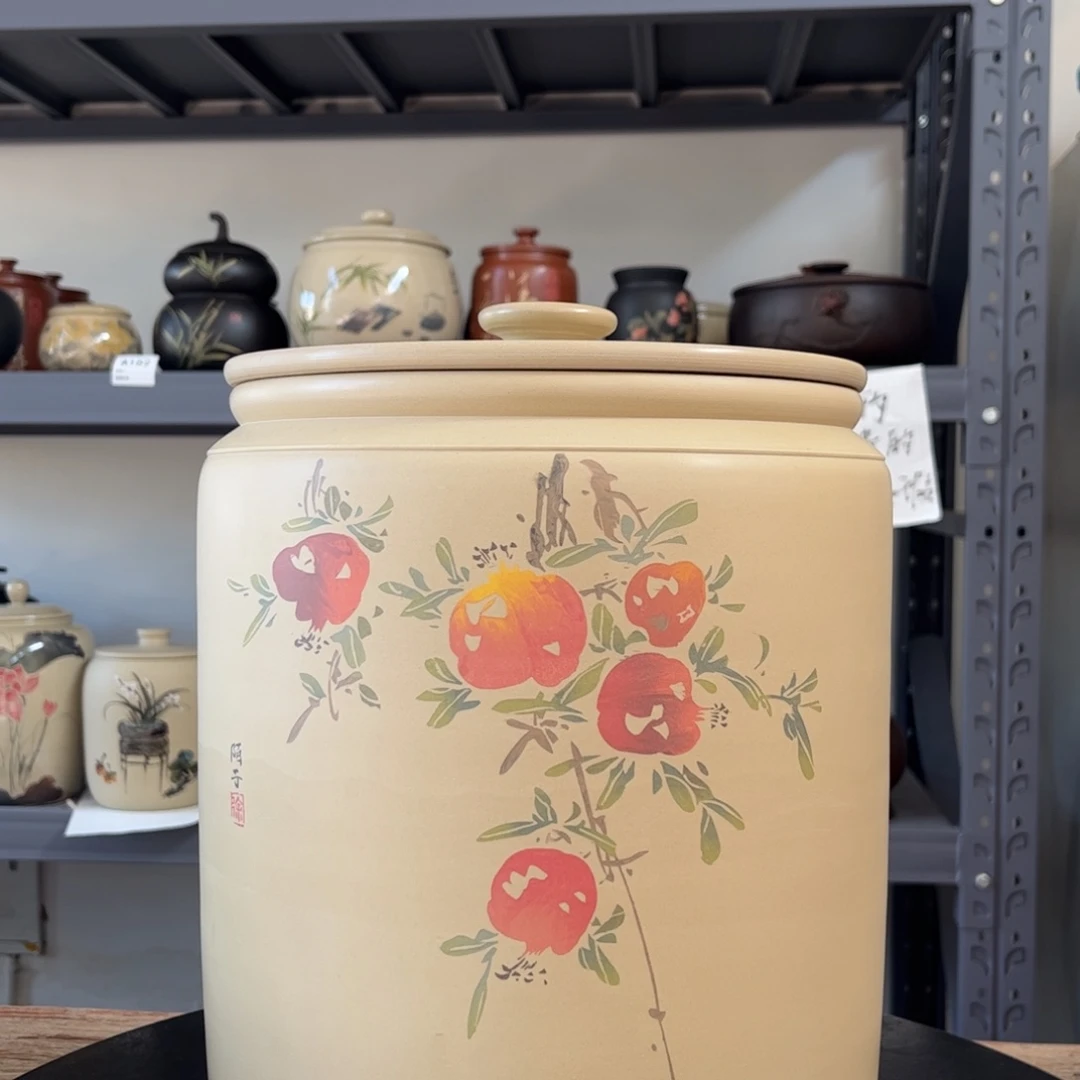 微瑕白泥哑光彩填九饼缸