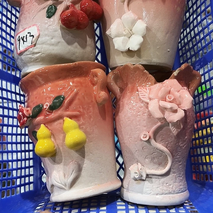 瓷片花盆多肉植物艺术品