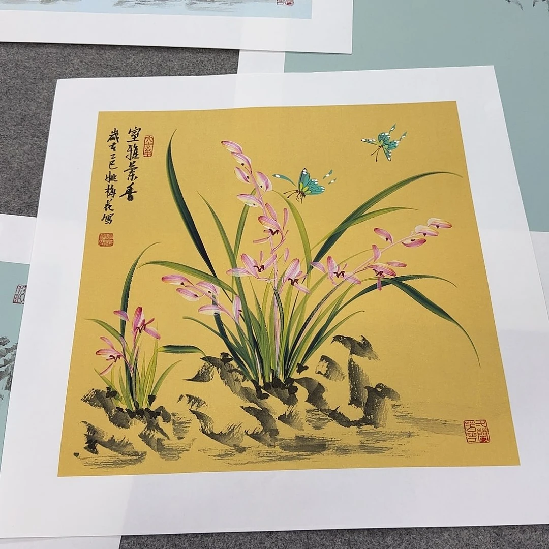 国画国画立体兰花作品