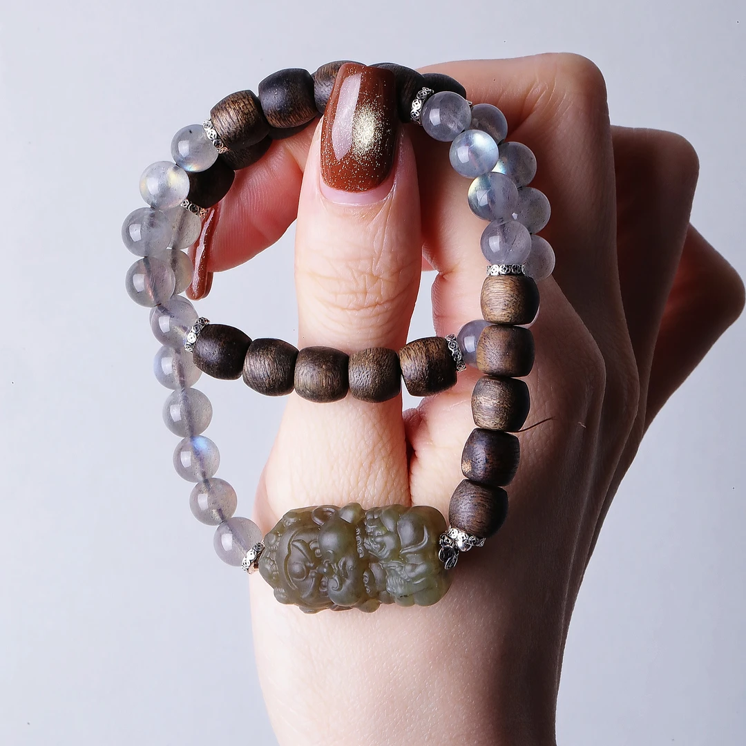 足银木质手链 七[风悠谷] S08857 灰月光串珠手链