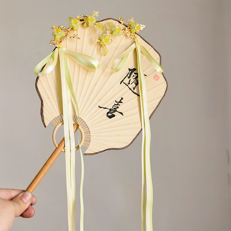 边夹古风发饰甜美花朵发夹粉色点缀边夹可爱汉服头饰夏季国风飘带