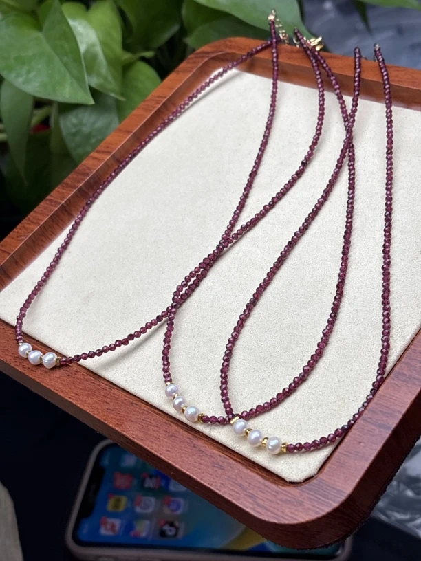 70天然石榴石项链，小米珠，多样性发其1