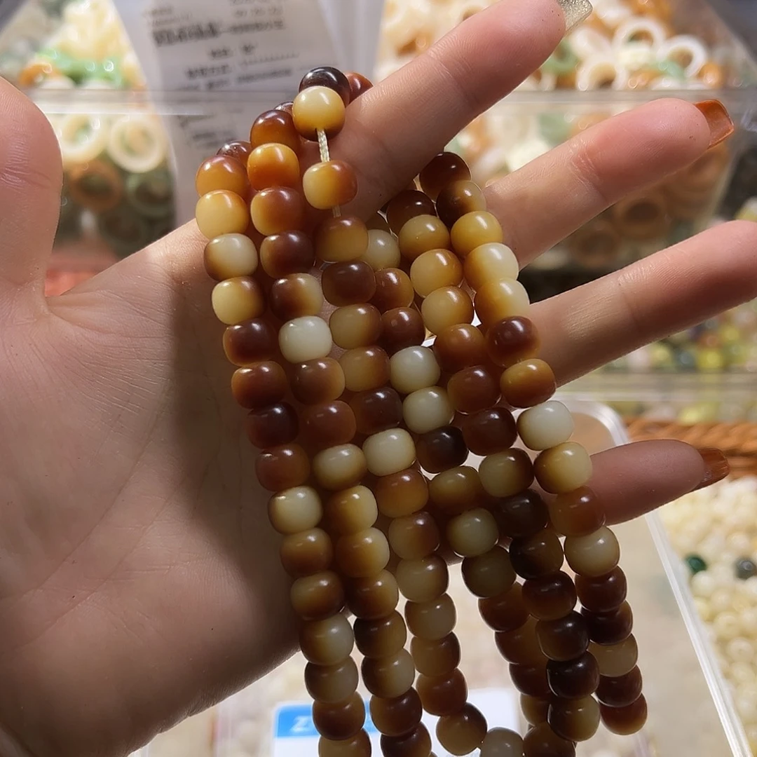 白玉菩提吊坠卡10炭烧桶108颗1条