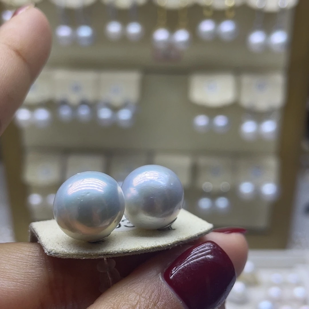 淡水珍珠耳饰银S925镶嵌