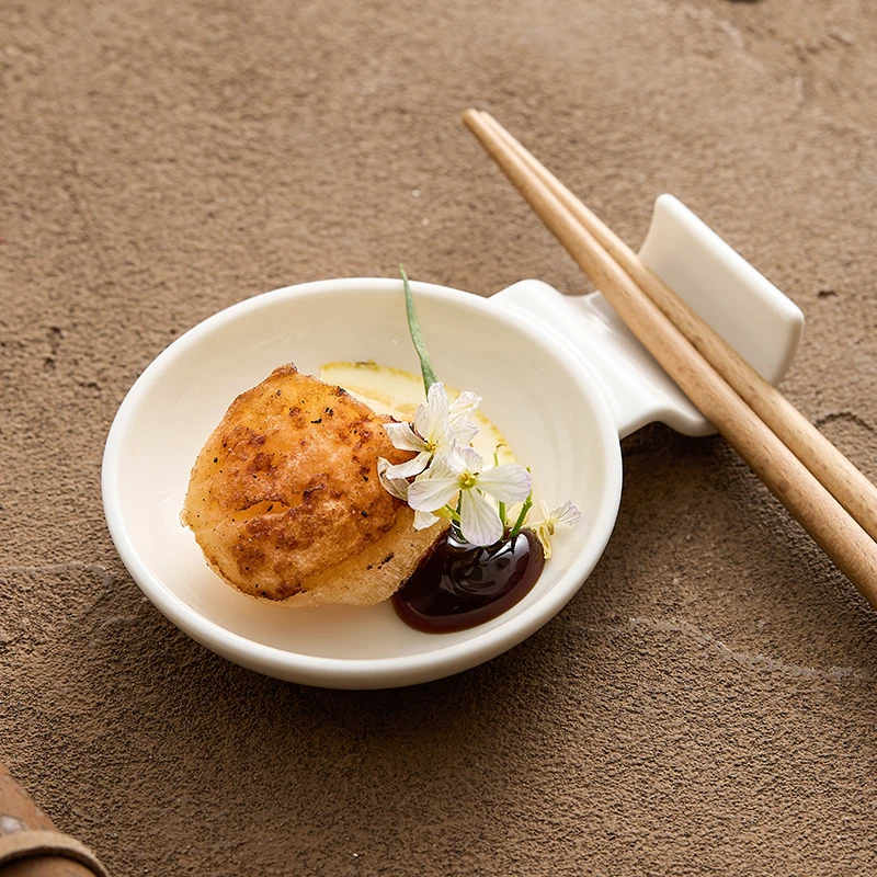 白瓷酱料碟小碟子家用饺子醋碟餐桌菜碟饭馆餐厅小料碟汤勺筷子托