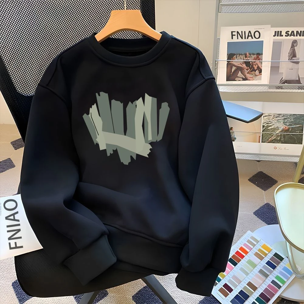 雅鹿男装印花百搭圆领欧美风卫衣宽松套头男士运动薄款时尚休闲