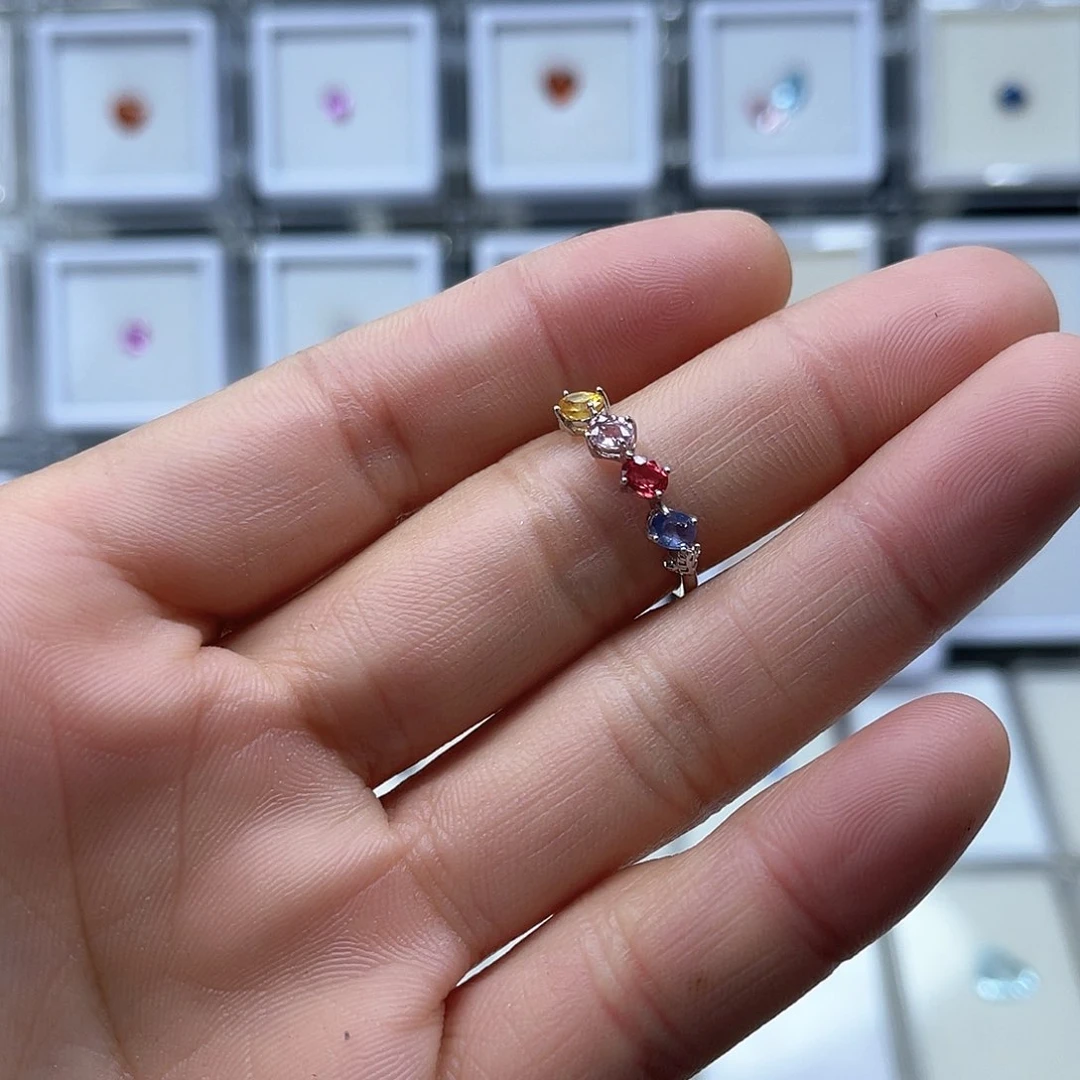 蓝宝石戒指银S925镶嵌