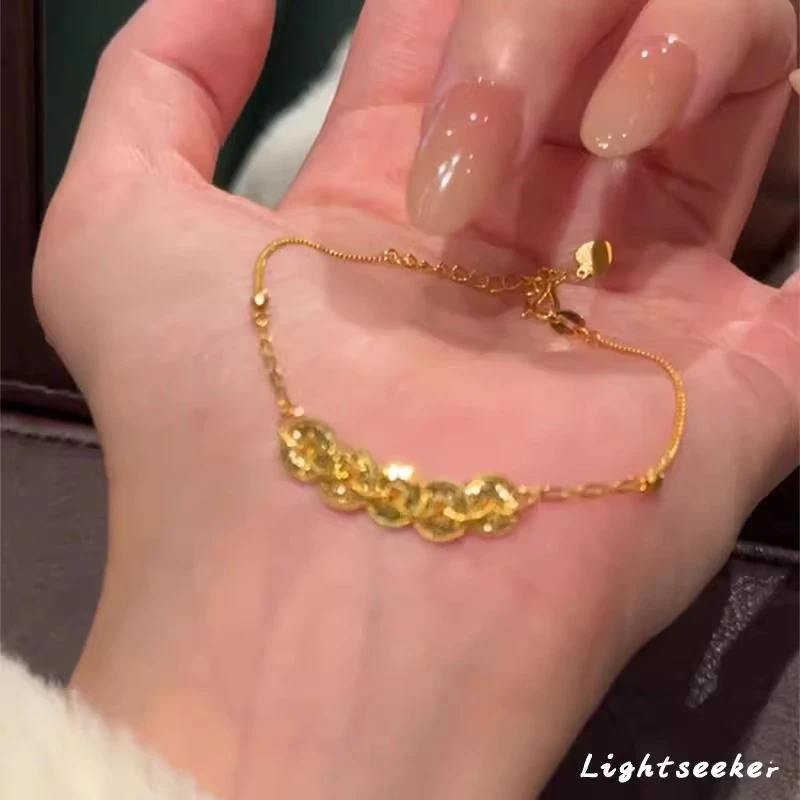 铜合金手链  新中式碎冰冰五帝币手链女轻奢高级感蛇年本命年礼物