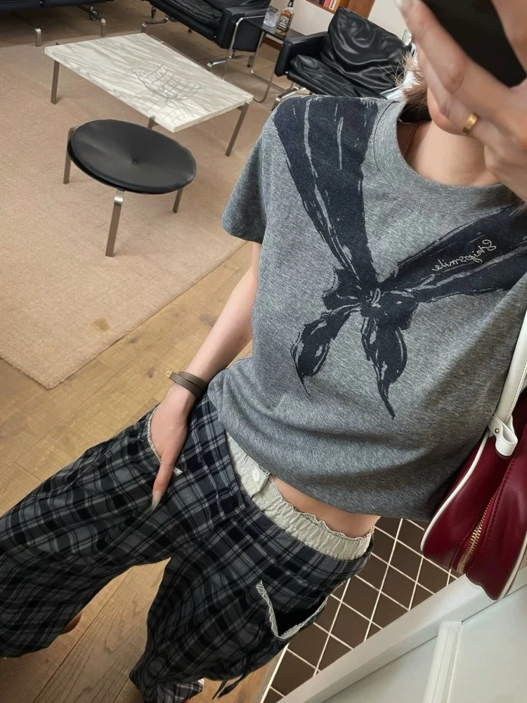 新款爆款潮牌女短袖T恤假披肩洋气设计感上档次千金清冷感贵系衣t