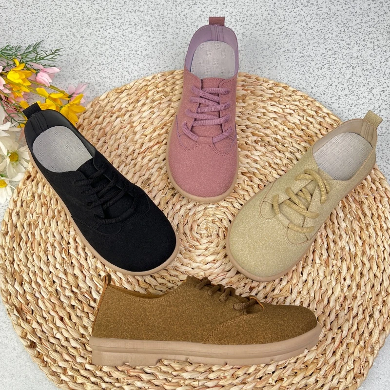 春秋新款百搭软底中老年妈妈鞋休闲平底鞋系带舒适时尚单鞋