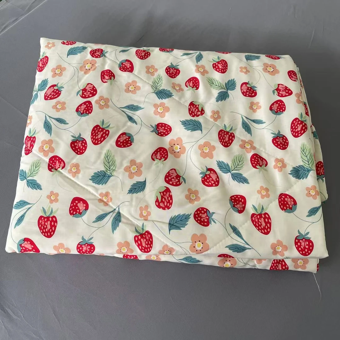 人造棉绵绸夏被空调被四周固定签棉（夹棉）可机洗柔软不沾身