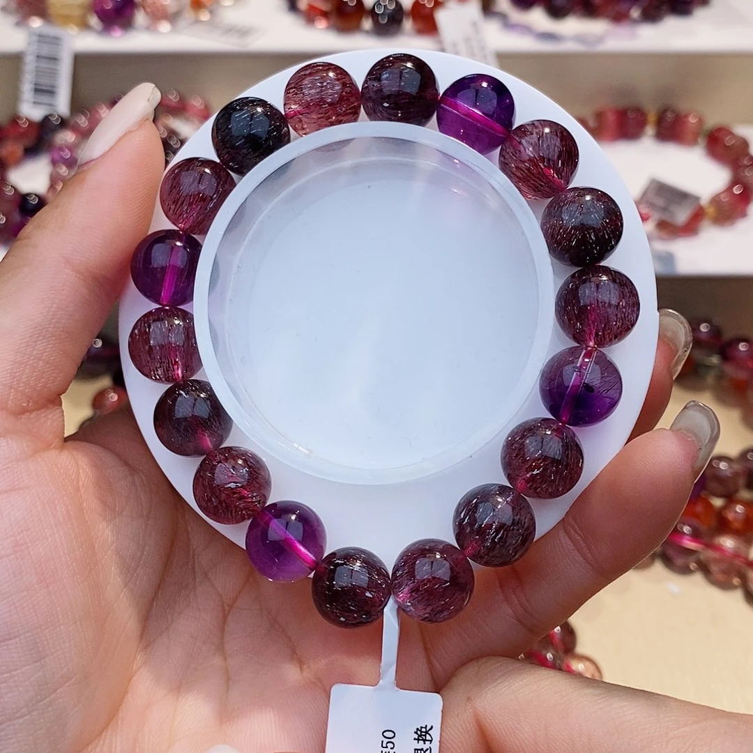 未镶嵌手链水晶黑加仑超七11+