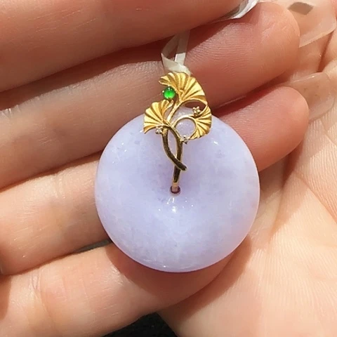 翡翠18K金镶嵌吊坠(不含链)