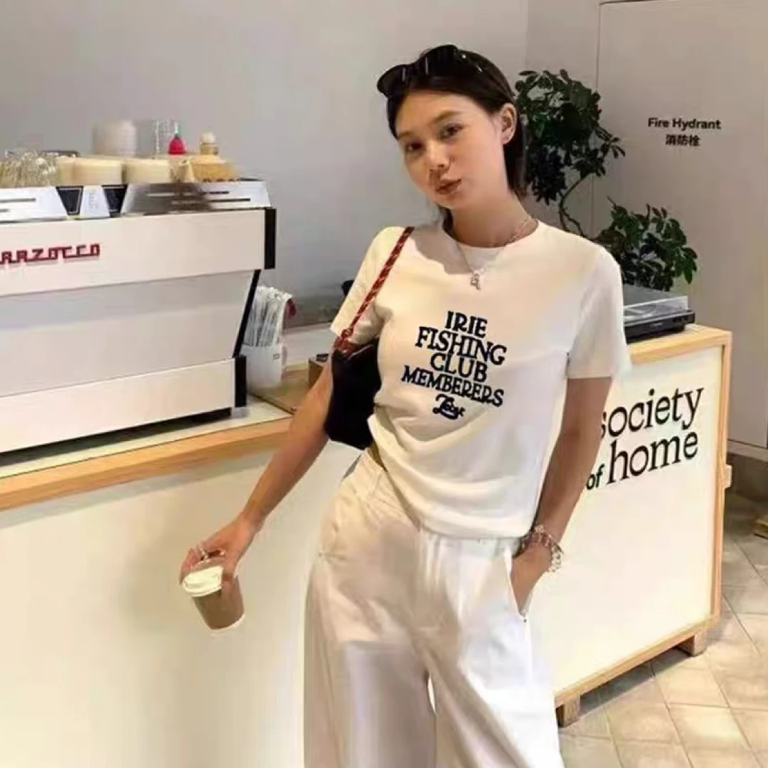 11358 新款圆领短袖修身T恤女字母设计正肩显瘦上衣女
