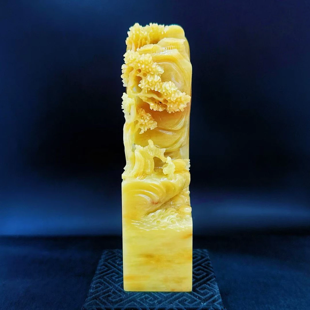 一石伴刻 雅藏青田山水巧色印章纯手工篆刻书画定制