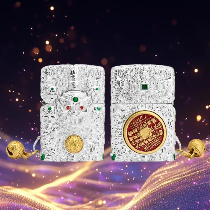 ZORRO山鬼花钱银质重甲套甲防风打火机