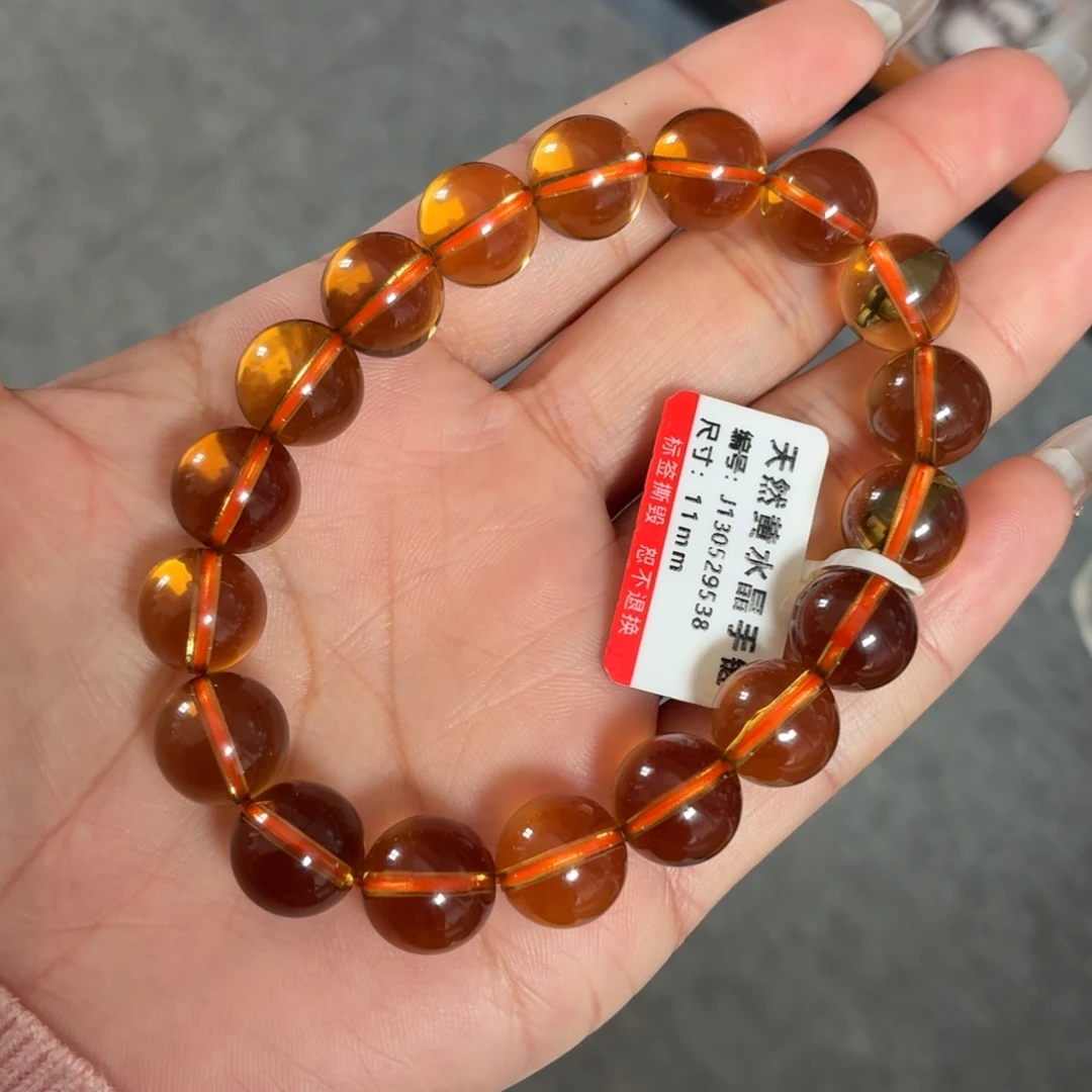 手链未镶嵌水晶金红料黄水晶