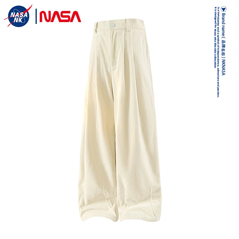 NASA联名灯芯绒休闲裤男款秋冬季美式扎染肌理感宽松阔腿学生长裤
