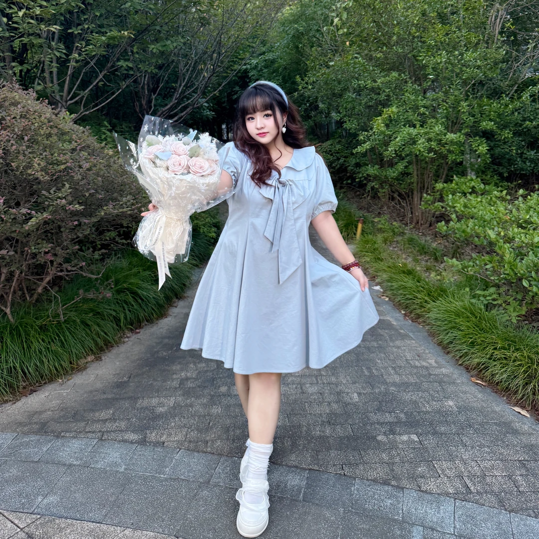 LIN大码女装【白雪公主】2025年夏季显瘦时尚薄款连衣裙WLL412