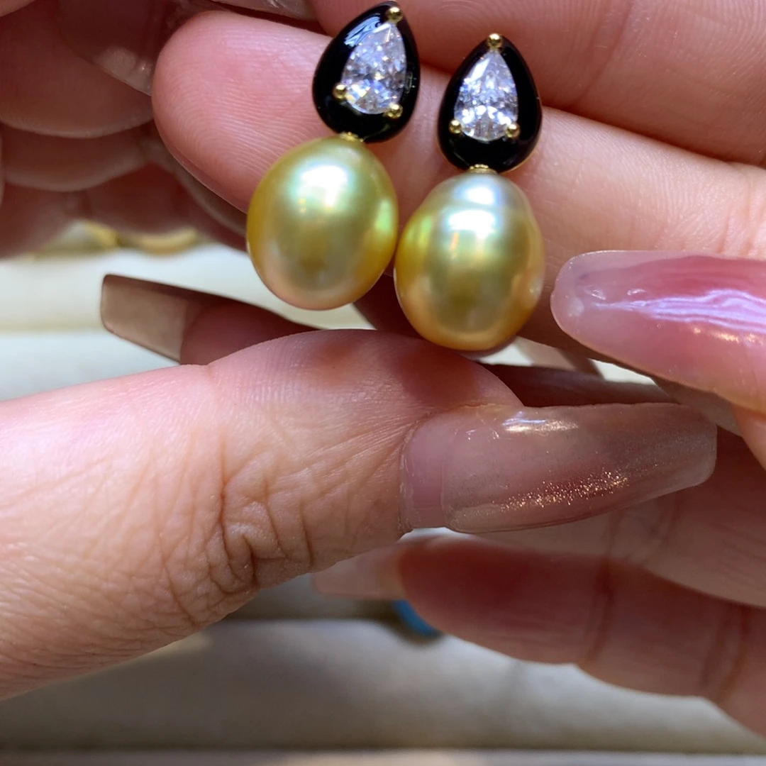 银S925镶嵌耳饰海水珍珠