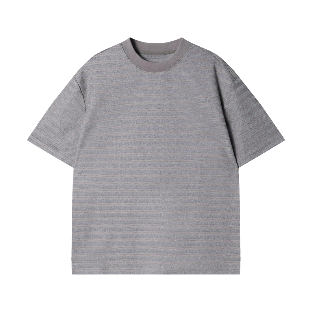 早春新款时尚个性韩版撞色条纹圆领短袖T恤休闲简约百搭套头上衣