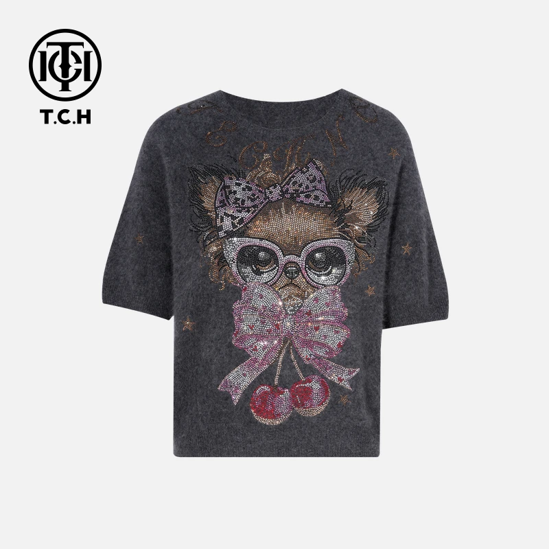 TCH私服烫钻工艺新时尚淑女百搭新潮流针织衫T75C09E5070轻奢tch