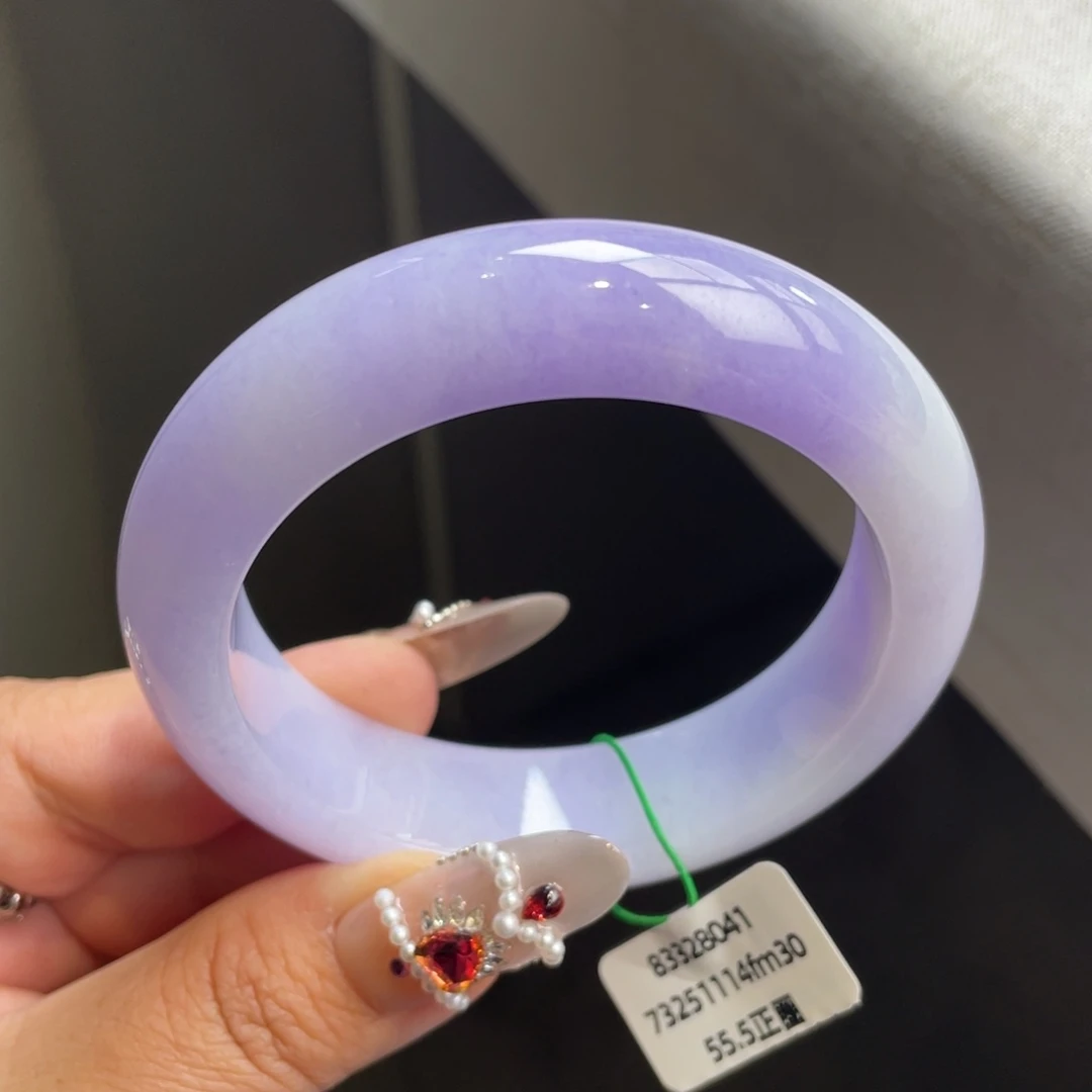 翡翠未镶嵌手镯满紫宽版厚装手镯