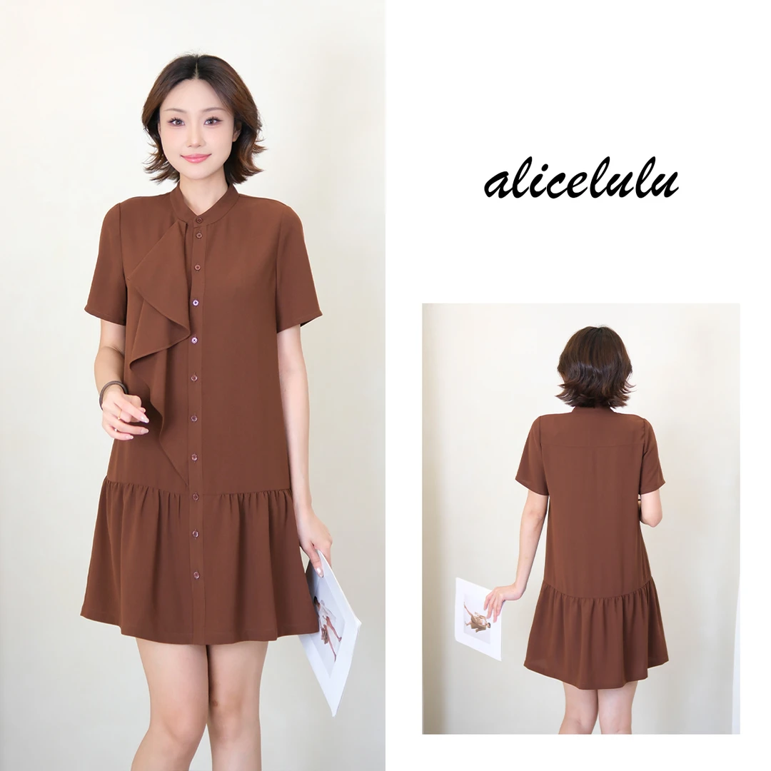 [alicelulu]新款气质连衣裙设计款荷叶边装饰百搭S2143408E