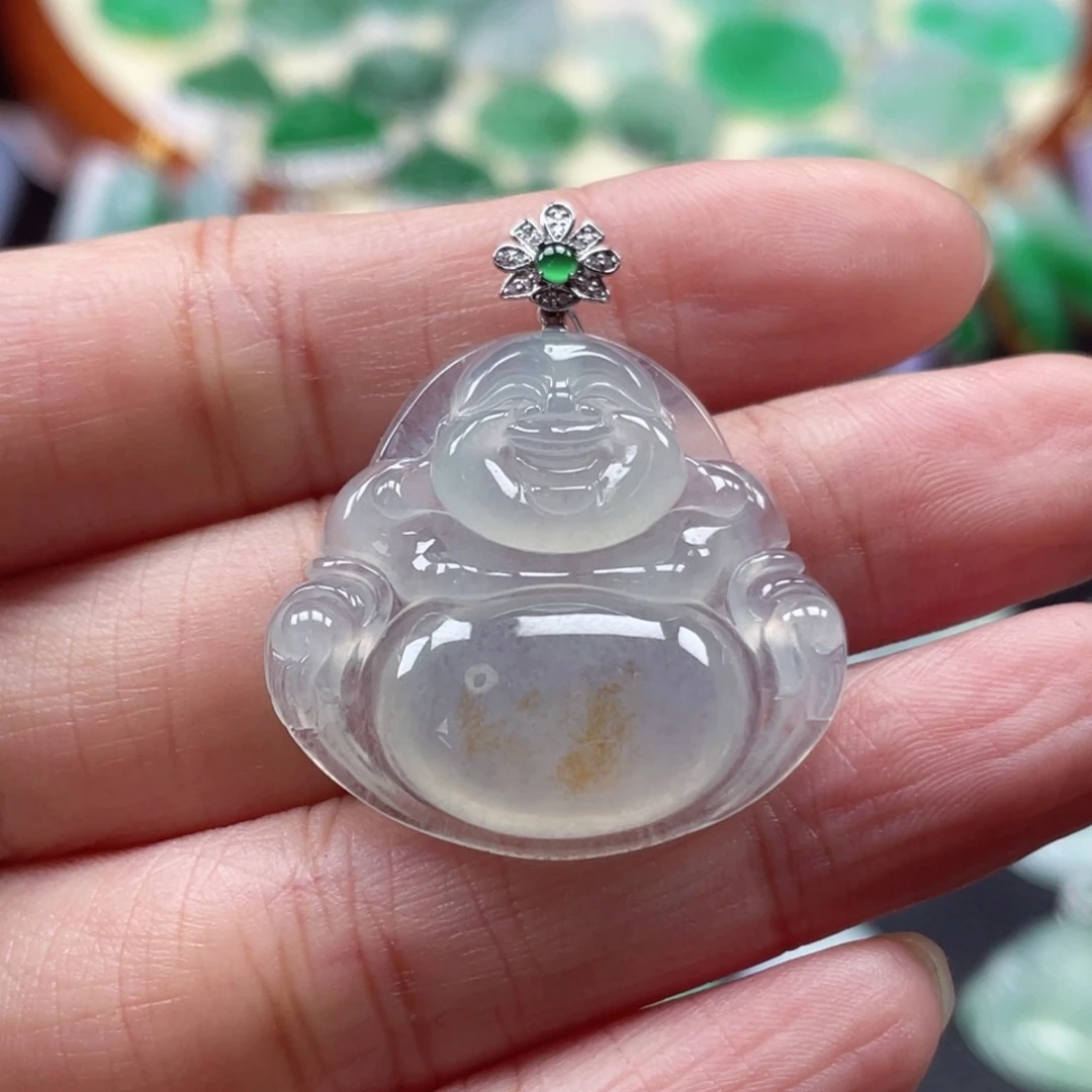 颈饰18K金镶嵌翡翠佛公