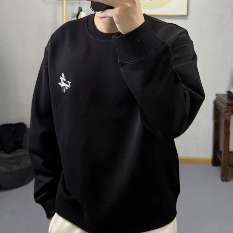 美式潮牌圆领印花套头卫衣男士2025秋冬新款时尚休闲百搭长袖上衣