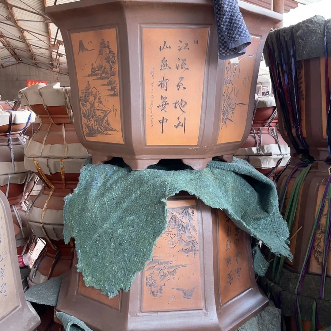 紫砂花盆大高八方盆一个对角外86 X79 X52