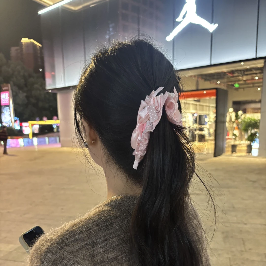 原创设计甜美可爱少女心粉色蝴蝶结香蕉夹发夹刘海夹侧边夹鸭嘴夹