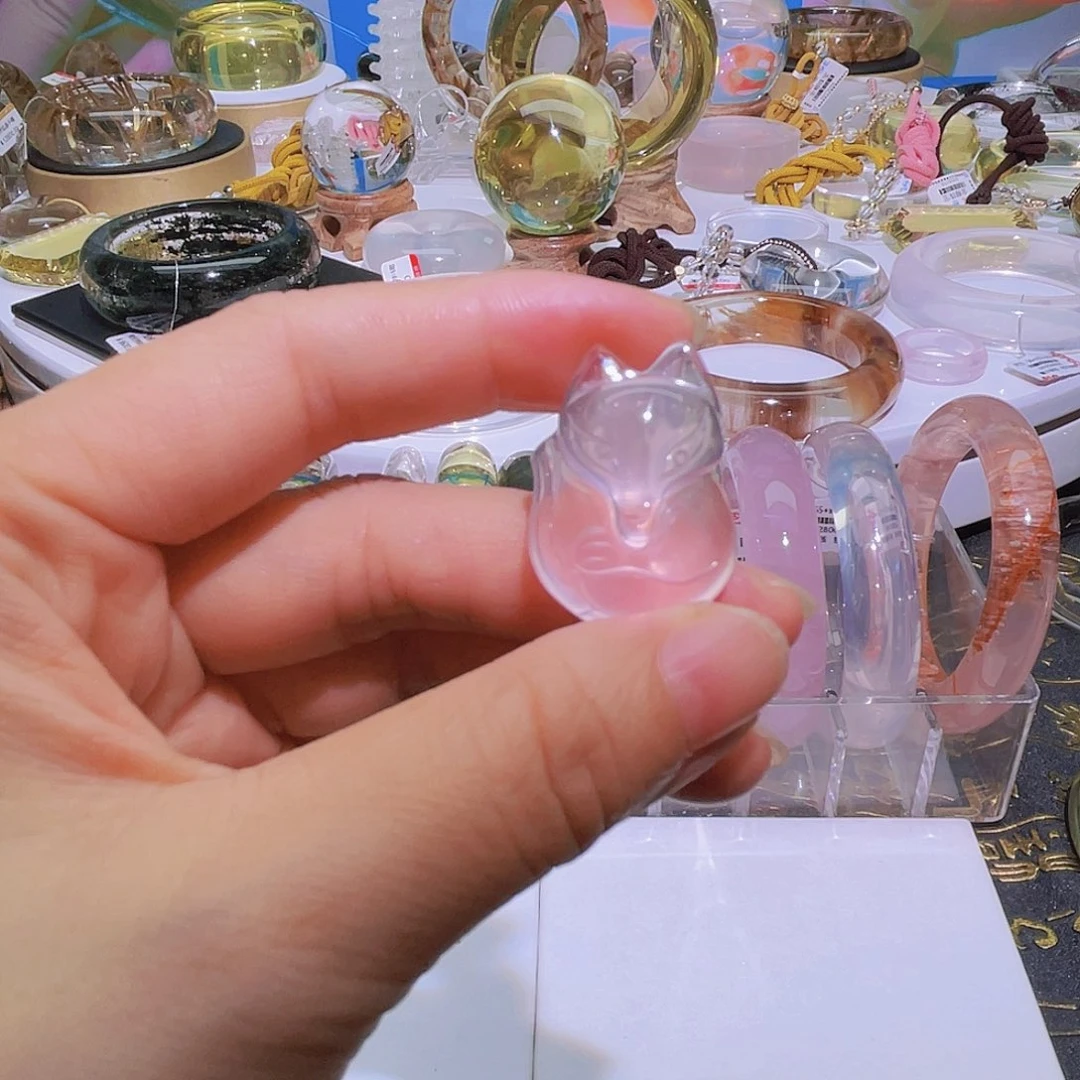 颈饰水晶未镶嵌天然冰粉大头狐吊坠