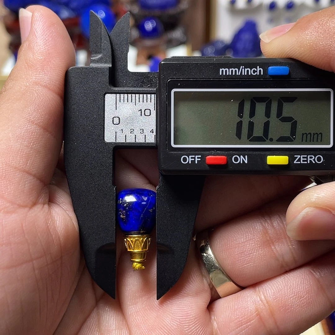 青金石银S925镀金镶嵌小微瑕！10.5mm分体三通