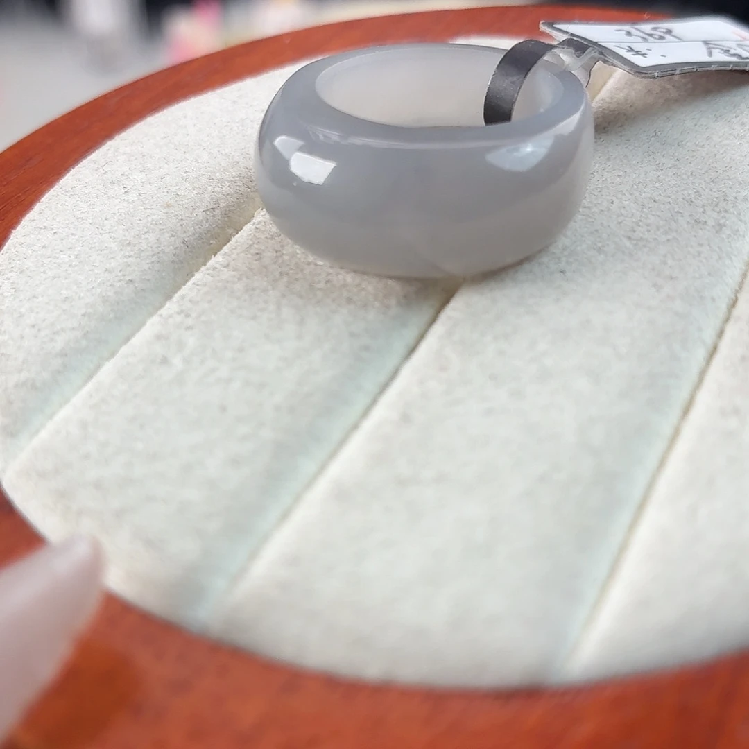 和田玉未镶嵌戒指r60烟紫馒头16.9