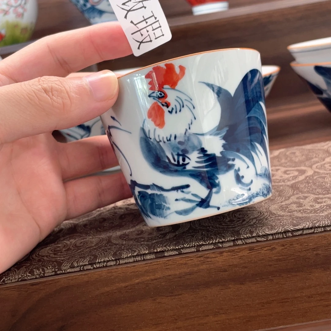 釉下手绘茶具微瑕