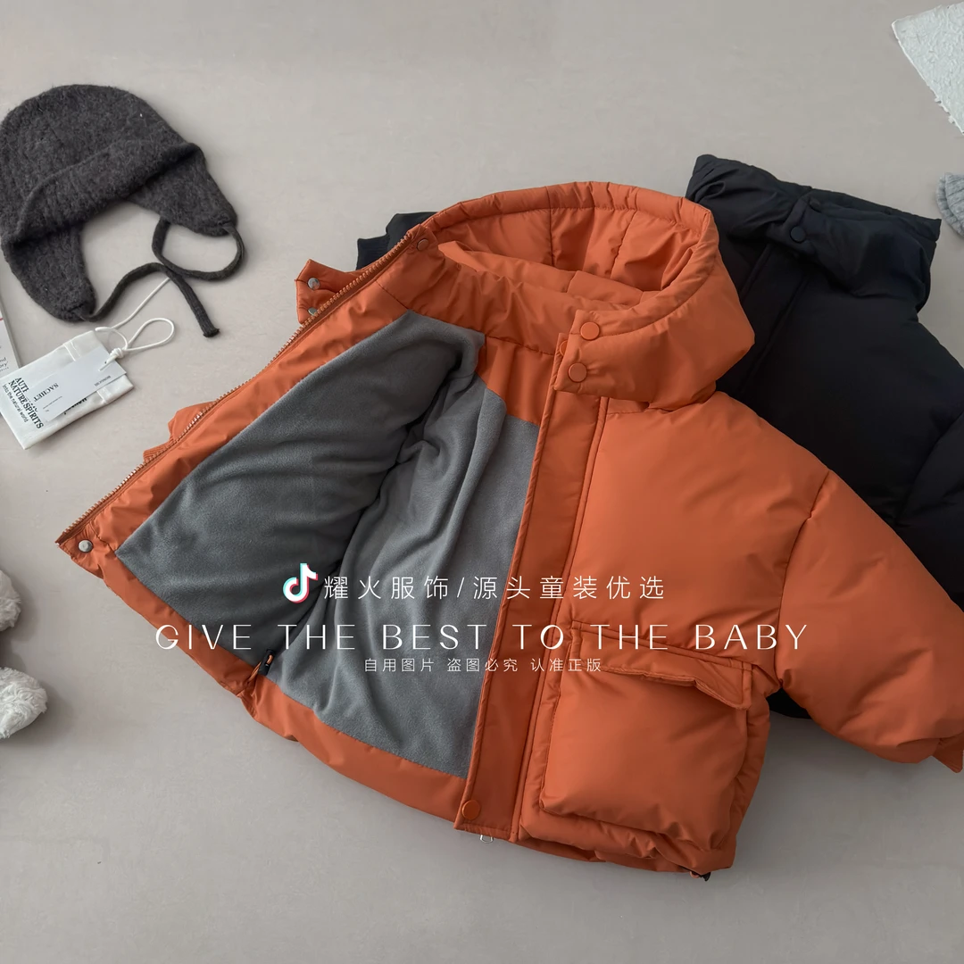 冬季新款韩版中小童时尚洋气保暖连帽棉服 HCWT-8836小口袋棉服