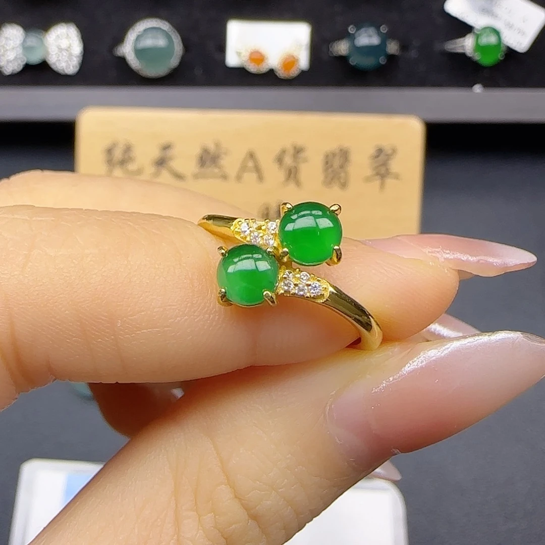 银S925镶嵌戒指翡翠